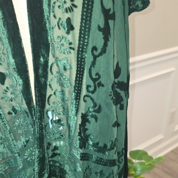 Angie Deep Green Sheer Kimono - Picture 7 of 9